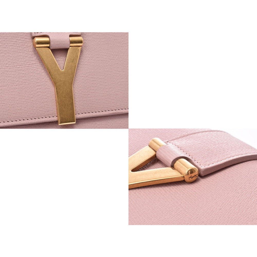 Saint Laurent Y Line Clutch Bag Pink Beige Pink Tan Calfskin YVES - Picture 8 of 11